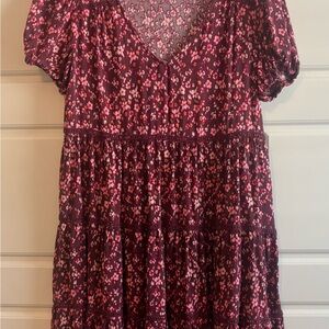 Floral V-Neck Puff Sleeve Dress